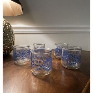 Oui Yogurt Limited Ed. Floral Glass Jar Pink  & Blue Flowers Crafts Candles X5